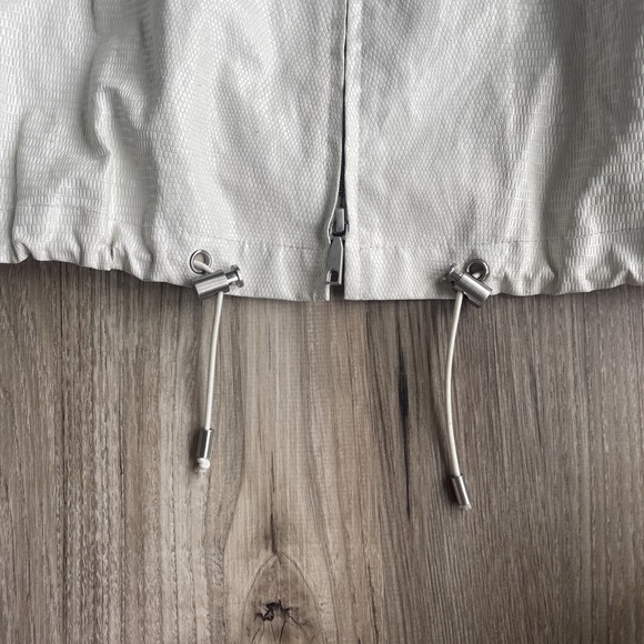 Lafayette 148 Ivory Rain Coat Windbreaker Linen Lined Full Zip Jacket sz 18 - Picture 6 of 6